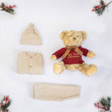 CHRISTMAS EDITION TEDDY AND 3 PIECE KNIT OUTFIT SET
