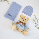 CASHMERE AND TEDDY GIFT SET - CORNFLOWER BLUE
