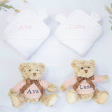 TWIN GIRLS TEDDY AND TOWEL GIFT SET
