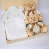 TWIN NEUTRAL TEDDY AND TOWEL HAMPER