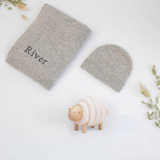 CLASSIC CASHMERE BLANKET AND LITTLE LAMB NEWBORN BABY GIFT SET