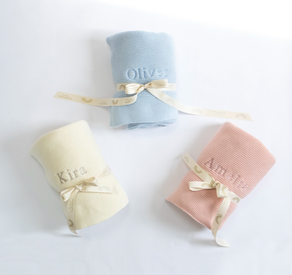 ORGANIC COTTON NEW BABY PERSONALISED BLANKET