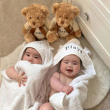 TWIN NEUTRAL TEDDY AND TOWEL HAMPER