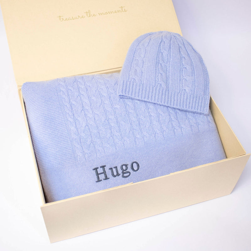 CLASSIC CASHMERE BABY GIFT SET - CORNFLOWER BLUE