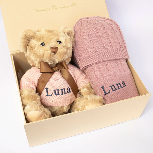 CASHMERE AND TEDDY GIFT SET - ROSEWOOD