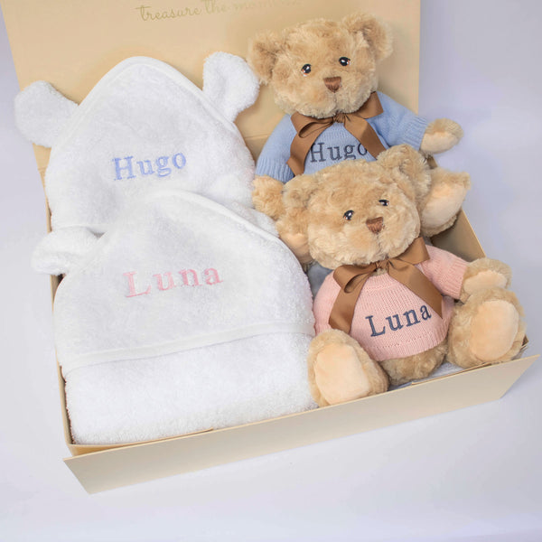 TWINS TEDDY AND TOWEL GIFT SET